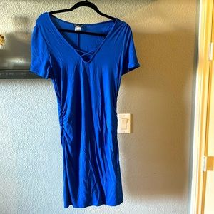 Venus BLUE casual T-shirt dress w ruching M